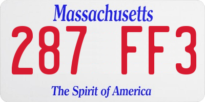 MA license plate 287FF3