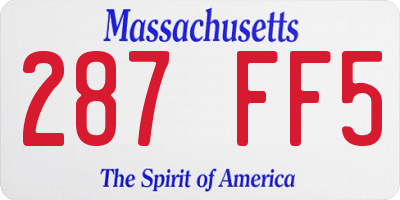 MA license plate 287FF5