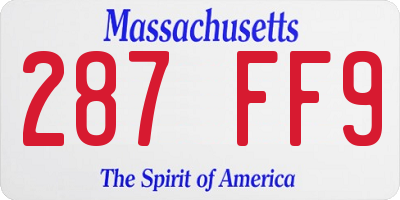 MA license plate 287FF9