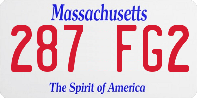 MA license plate 287FG2