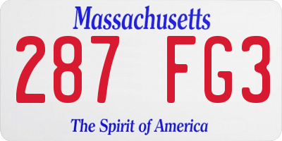 MA license plate 287FG3