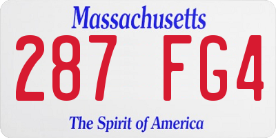MA license plate 287FG4