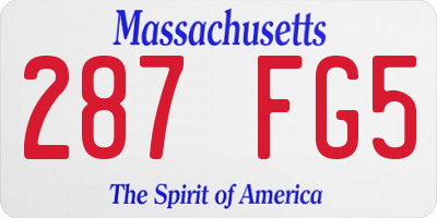 MA license plate 287FG5
