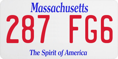 MA license plate 287FG6