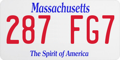MA license plate 287FG7
