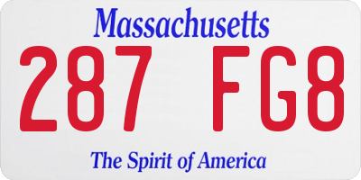 MA license plate 287FG8