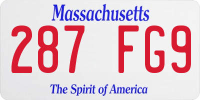 MA license plate 287FG9