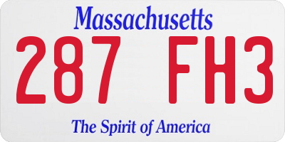 MA license plate 287FH3