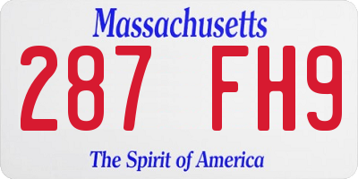 MA license plate 287FH9