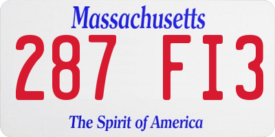 MA license plate 287FI3