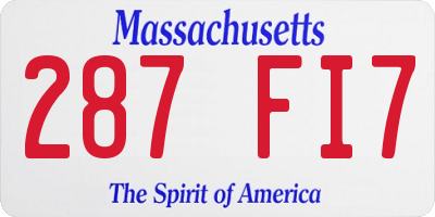 MA license plate 287FI7