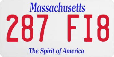 MA license plate 287FI8