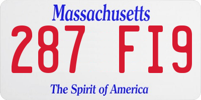 MA license plate 287FI9