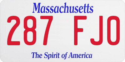 MA license plate 287FJ0