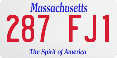 MA license plate 287FJ1