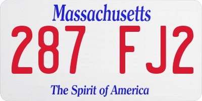 MA license plate 287FJ2