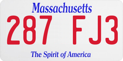MA license plate 287FJ3