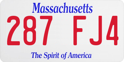 MA license plate 287FJ4