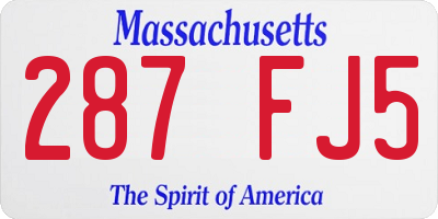 MA license plate 287FJ5