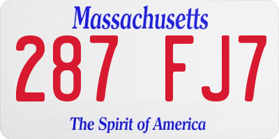 MA license plate 287FJ7