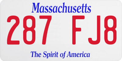 MA license plate 287FJ8
