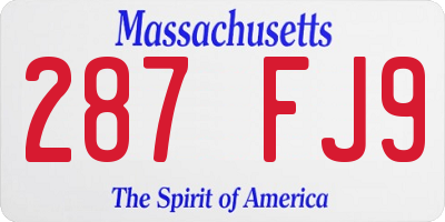 MA license plate 287FJ9