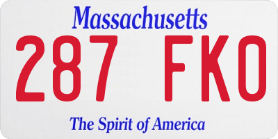MA license plate 287FK0