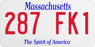 MA license plate 287FK1