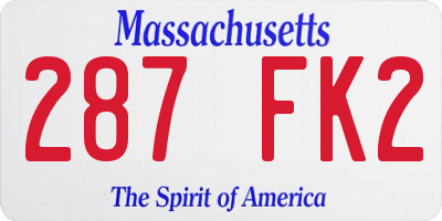 MA license plate 287FK2