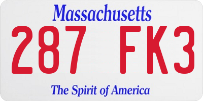 MA license plate 287FK3