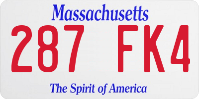 MA license plate 287FK4