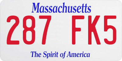 MA license plate 287FK5