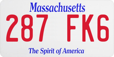MA license plate 287FK6