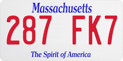 MA license plate 287FK7