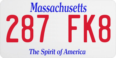 MA license plate 287FK8