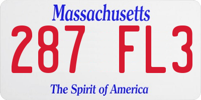 MA license plate 287FL3
