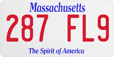 MA license plate 287FL9