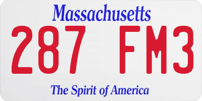 MA license plate 287FM3