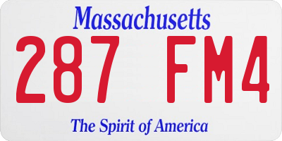MA license plate 287FM4