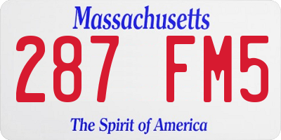 MA license plate 287FM5