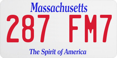 MA license plate 287FM7
