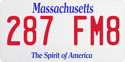 MA license plate 287FM8