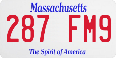 MA license plate 287FM9