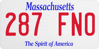 MA license plate 287FN0