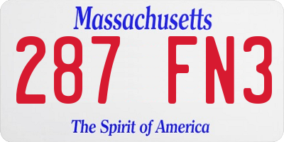 MA license plate 287FN3