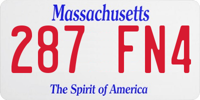 MA license plate 287FN4