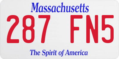 MA license plate 287FN5
