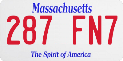 MA license plate 287FN7