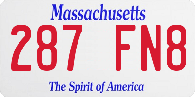 MA license plate 287FN8