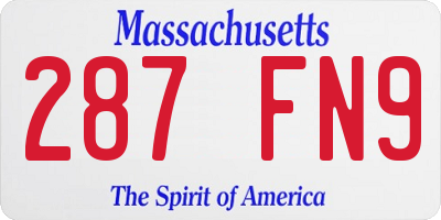 MA license plate 287FN9